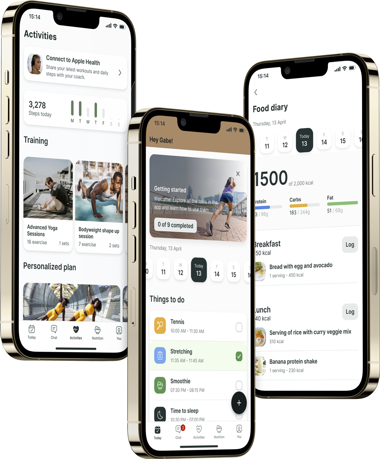 A mockup of the coaching app showcasing the features.